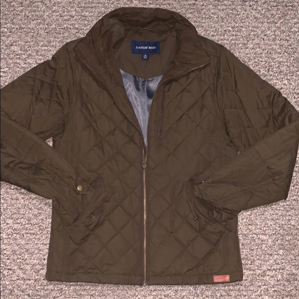 Lands’ End Quilted Army Green Primaloft Jacket
